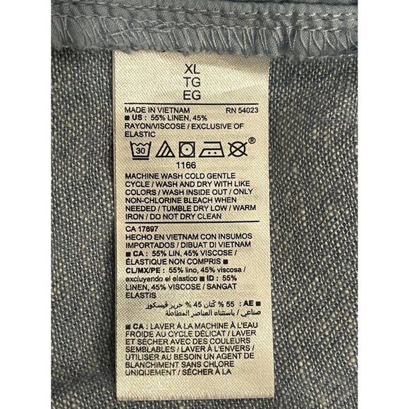 Old Navy Spaghetti Strap Cropped Wide Leg‎ Jumpsuit Linen Blend Chambray Smocked - Picture 9 of 11